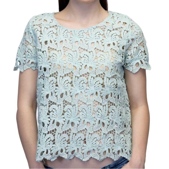 BNWT Zara Trafaluc Light Sea Green Cutwork top small STUNNING - Picture 2 of 7